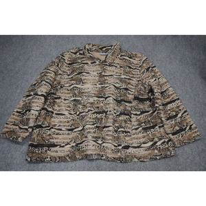 Liz Claiborne Blouse Top Women's‎ Plus Size 2X Beige Leopard Print Button Up